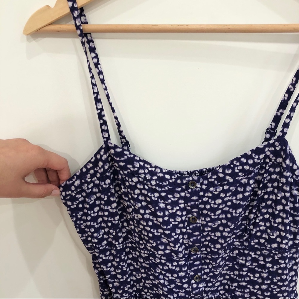 Express Cloud Patterned Navy Blue Button Dress - image 5